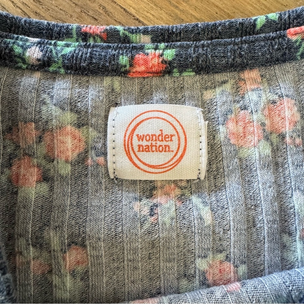 Floral Top - Gray with Red and Green Accents - Picture 6 of 6